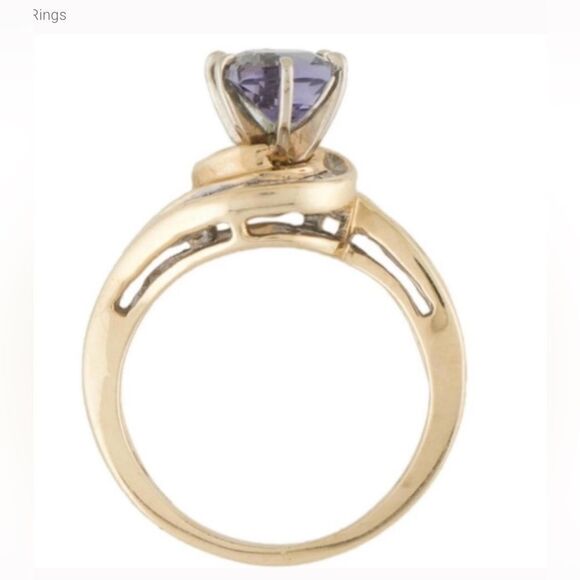 ⭐️💝Stunning💝⭐️ 14K Zoisite & Diamond Cocktail Ring Sz 6 - Picture 4 of 10